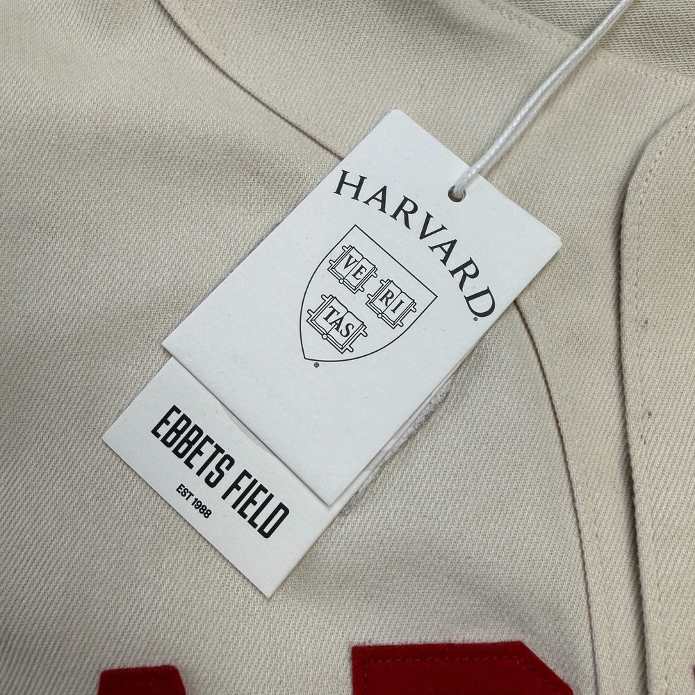 Ebbits‎ Field Flannels Harvard University Jersey Adult Small Cream Twill NEW - Picture 4 of 10